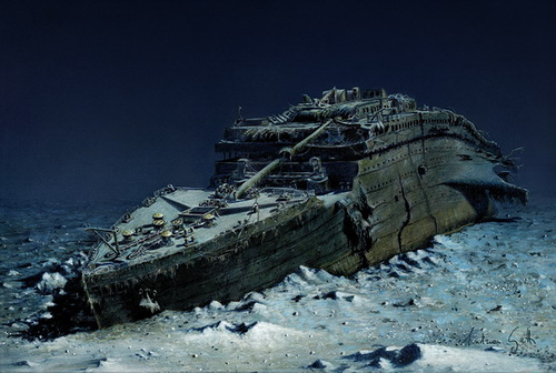 Titanic images underwater